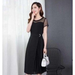 فستان بحزام ذاتي باكمام قصيرة